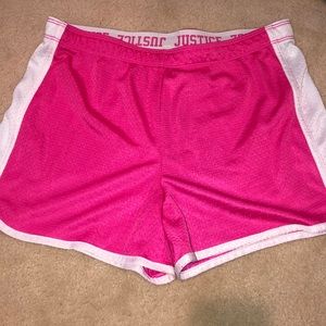 fold over pink athletic justice shorts